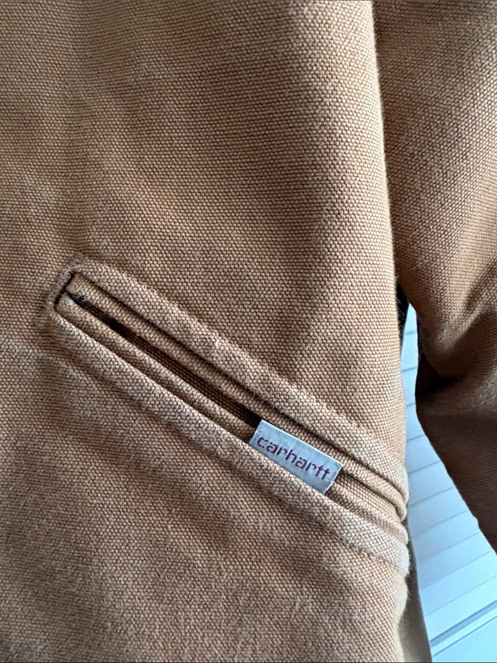 Vintage 90’s Carhartt Detroit Brown Duck Canvas Field Jacket Vertical Blanket - Picture 2 of 10